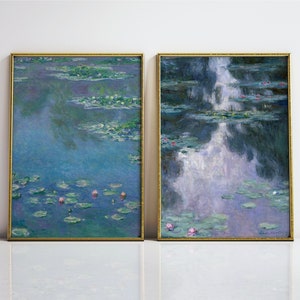 SET of 2 Claude Monet Exhibition Prints, Water lilies Claude Monet,  Monet Exhibition Print, Claude Monet Floral Print, Landscape wall art