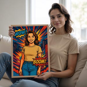 Personalized Comic Book Portrait from Photo, Custom Pop Art Poster, Personalized Comic Cartoon Style Poster, Comic Book Custom Print