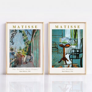 SET 2 Henri Matisse Poster Set, The Fenster Poster, Die Terrasse Saint-Tropez Druck, Henri Matisse Wandkunst, Henri Matisse Wandset