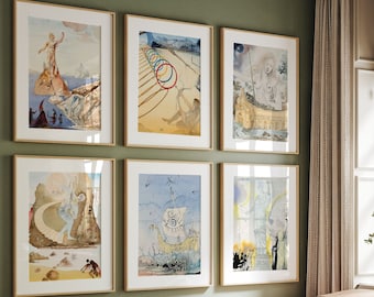 Salvador Dali Poster Set von 6, Salvador Dali Ausstellung Print, Salvador Dali Ausstellungsplakat, Salvador Dali Wandkunst, Geburtstagsgeschenk