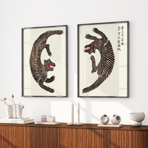 2er Set japanischer vintage Holzschnitt von Taguchi Tomoki, Taguchi Tomoki Poster, japanischer Druck, japanische Kunst, vintage, woodprint art