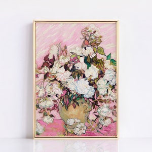 Pósteres de Vincent Van Gogh, Póster de rosas en un jarrón, Arte de pared de Van Gogh, Impresión de Vincent Van Gogh, Póster de exposición de Van Gogh, Impresión de adelfas