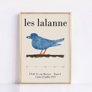 Les Lalanne Exposition Affiche Blue Bird print, Minimalist Neutral Wall Art Print, Gift for mum, Abstract Scandinavian decor, Modern Art