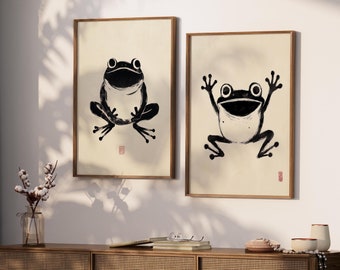 日本の蛙 松本奉時 ヒキガエル 木版画 3枚セット | 日本のアート、日本