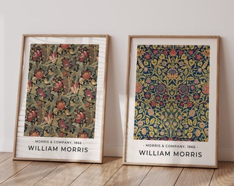 SET OF 2 William Morris Posters, William Morris Print, William Morris Art, Vintage Poster, Floral Print, William Morris Exhibition Poster