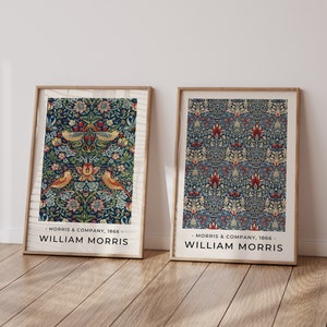 SET OF 2 William Morris Posters, William Morris Print, William Morris Art, Vintage Poster, Floral Print, William Morris Exhibition Poster
