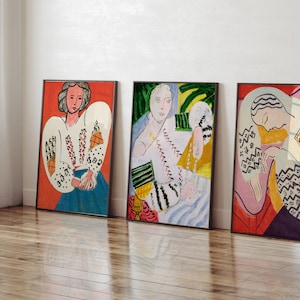 Conjunto de 3 pósteres de La Blusa Romaine de Henri Matisse, lámina de Henri Matisse, póster de la exposición de Matisse, decoración de pared de Matisse, arte mural de Matisse