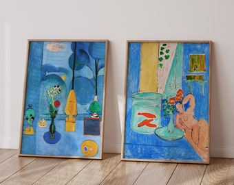 SET OF 2 Henri Matisse Posters set, The Blue window Poster, Goldfish and Sculpture Print, Henri Matisse wall art, Henri Matisse wall decor