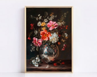 Wydruk Disco, Plakat Disco, Sztuka Preppy Bar Cart, Wydruk Disco Ball, Retro Trendy Wall Art Decor, Modny Retro 70s Decor, Wystrój ściany kuchni