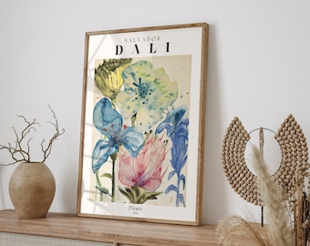 Salvador Dali Fleurs 1948 Print, Salvador Dali Exhibition Poster, Dali Flowers Poster, Wildflower Print, Surrealism Poster, Modern Art
