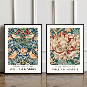 SET OF 2 William Morris Posters, William Morris Print, William Morris Art, Vintage Poster, Floral Print, William Morris Exhibition Poster