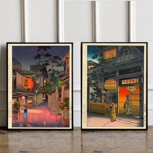 SET OF 2 Japanese vintage woodblock poster, Tsuchiya Koitsu Print, Japanese VIntage Art, Japanese modern print, Gift idea for friends
