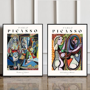 CONJUNTO DE 2 carteles de la exposición de Pablo Picasso, impresión de la exposición de Pablo Picasso, decoración de la pared de Picasso, impresión moderna, decoración del hogar, impresión de arte del museo