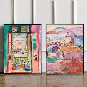 SET OF 2 Henri Matisse Posters set, Open Window Poster,  View of Collioure Print, Henri Matisse wall art, Henri Matisse wall set, Gift idea