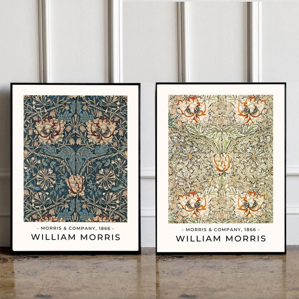 SET OF 2 William Morris Posters, William Morris Print, William Morris Art, Vintage Poster, Floral Print, William Morris Exhibition Poster