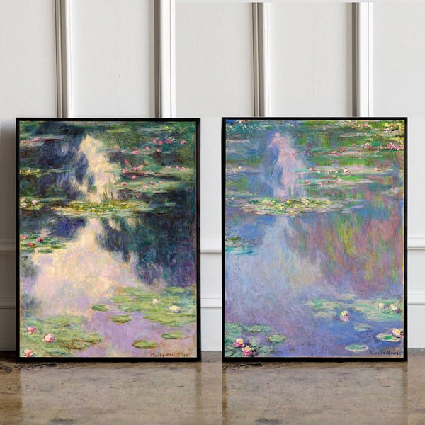 SET of 2 Claude Monet Exhibition Print, Water lilies Claude Monet, Monet Exhibition Poster, Claude Monet Floral Print, Landscape wall art