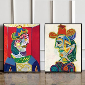 CONJUNTO DE 2 carteles de exposición de Pablo Picasso, impresión de exposición de Pablo Picasso, decoración de pared de Picasso, impresión moderna, decoración del hogar, impresión de arte del museo