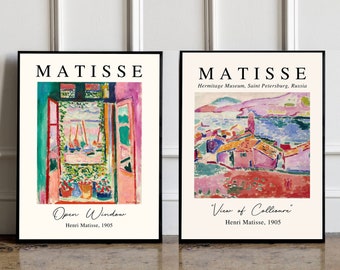 2er Set Henri Matisse Poster, The open window poster, View of Collioure Poster, Kunstausstellung Poster 2er Set