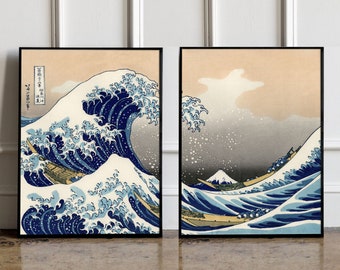 SET OF 2 Katsushika Hokusai Posters, the Great Wave Poster
