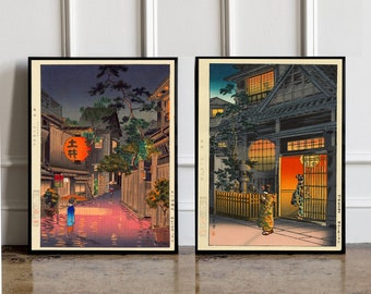 土屋光逸作「宮島の夏の月」、木版画、ジクレー版画、版画、文化芸術