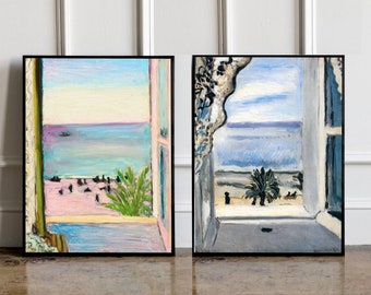 SET of 2 Henri Matisse The Open Window Posters, Henri Matisse Exhibition Art Print, Henri Matisse wall art decor, Matisse Trendy wall decor