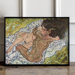 Egon Schiele Die Umarmung (Liebende, 1917) Druck, Egon Schiele Druck, Egon Schiele Plakat, Egon Schiele Wandkunst, Kunstreproduktion Die Umarmung