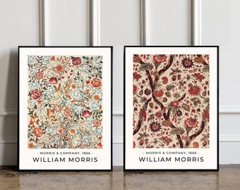 SET OF 2 William Morris Posters, William Morris Print, William Morris Art, Vintage Poster, Floral Print, William Morris Exhibition Print