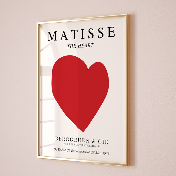 Henri Matisse Heart Print, Matisse Heart poster, Minimalist Neutral Wall Art Print, Gift for mum, Abstract Scandinavian decor, Modern Art