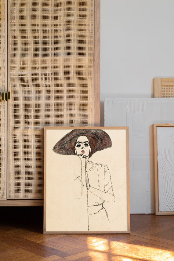 エゴン・シーレ「女性の肖像」（1910年）プリント、エゴン・シーレの