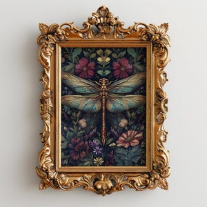 William Morris Dragonfly wall art Print, Vintage Poster, Vintage Floral, Dragonfly Wall Art, Moody Wall Art, Dragonfly Print Cottagecore Art