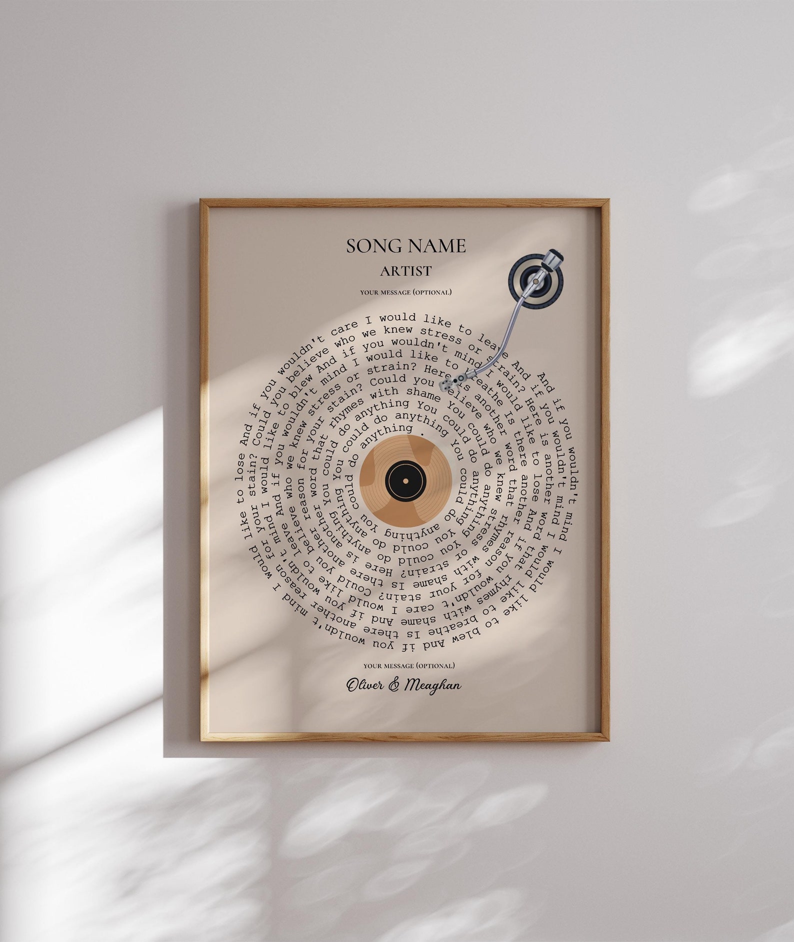 Personalised Vinyl Lyric Print