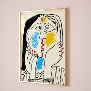 Picasso Ausstellungsplakat, Picasso Der Kuss Kunstdruck, Geschenkidee für Freunde, Picasso Ausstellung Wandkunst Dekor