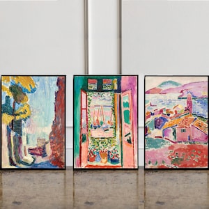 SET OF 3 Matisse gallery wall print, Open Window Poster, View of Collioure Print, Matisse print, Matisse Exhibition poster, Matisse wall art