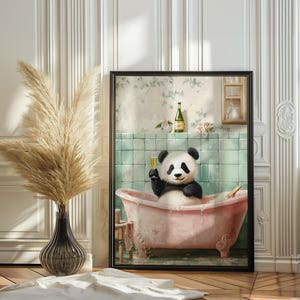 Funny Bathroom Wall Art Print, Fun Art, Panda in a Bath Poster, Art ...
