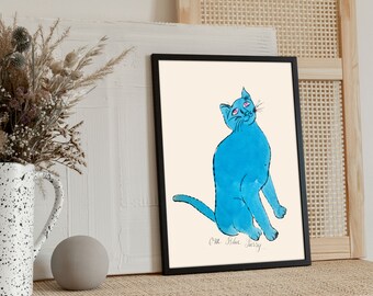 アンディ・ウォーホルの青い猫のポップアートポスター、アンディ