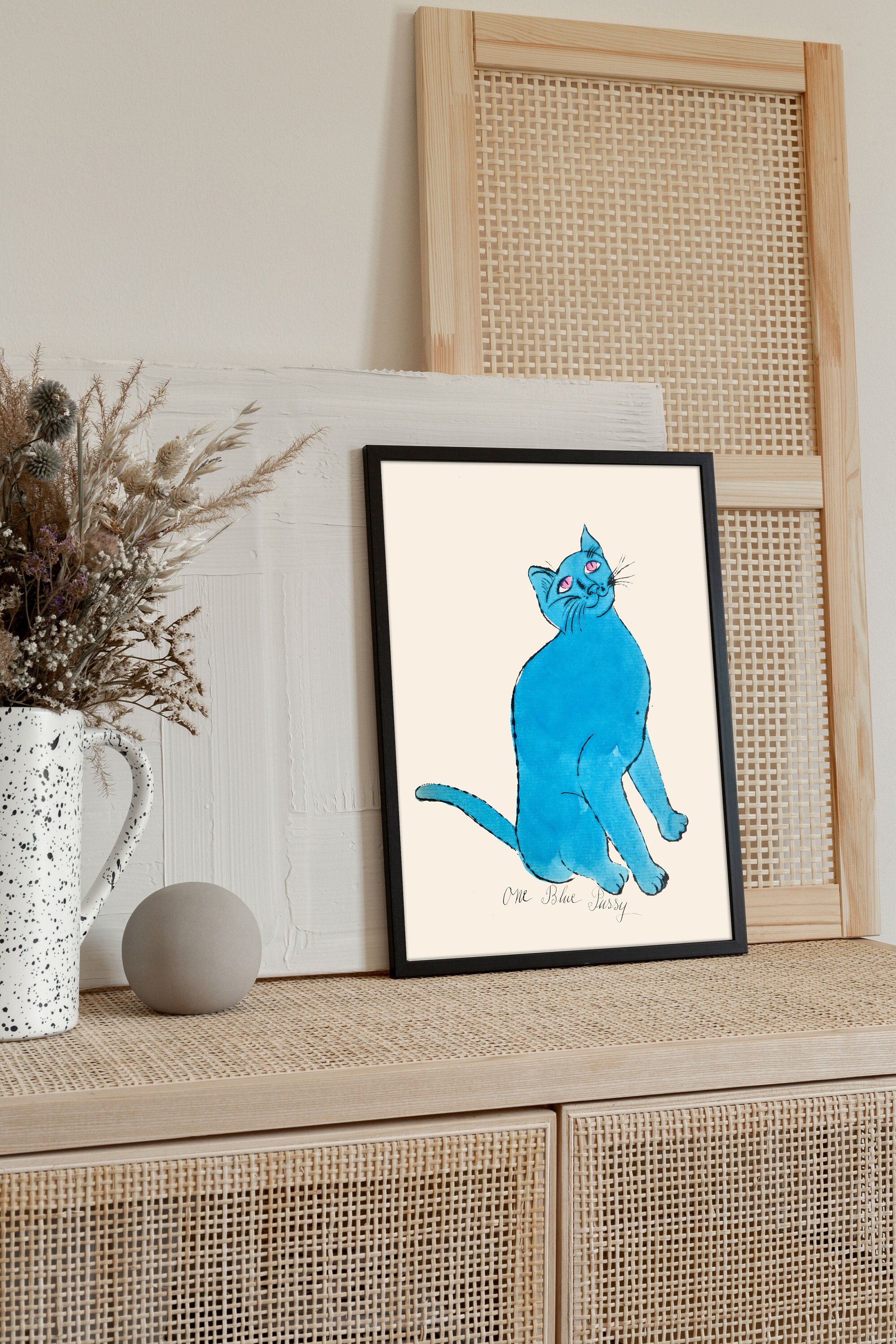 アンディ・ウォーホルの青い猫のポップアートポスター、アンディ 