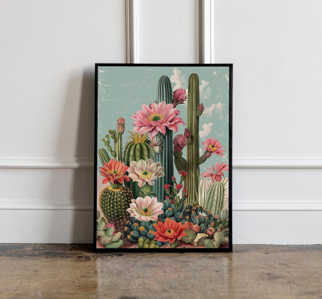 Mexican Desert Art Print, Cactus Poster Print, Wall Decor, Vintage ...