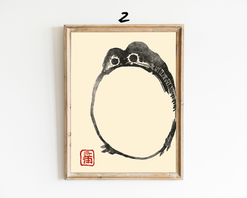 SET OF 3 Matsumoto Hoji Frog Print,Matsumoto Hoji Frog Poster, Japanese Frog Print, Japanese VIntage Wall Art, Japanese woodblock print image 4