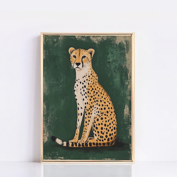 Cheetah Print, Emerald Green Leopard Print, Dopamine Decor, Retro
