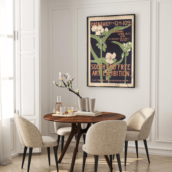 Art Nouveau Poster, Vinage Exhibition Poster, South End Free Art