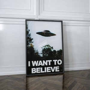 I Want to Believe vintage poster, Sci-fi poster, UFO print, Living Room Print, Retro sci fi art, I want to believe X files, Science poster imagem 7