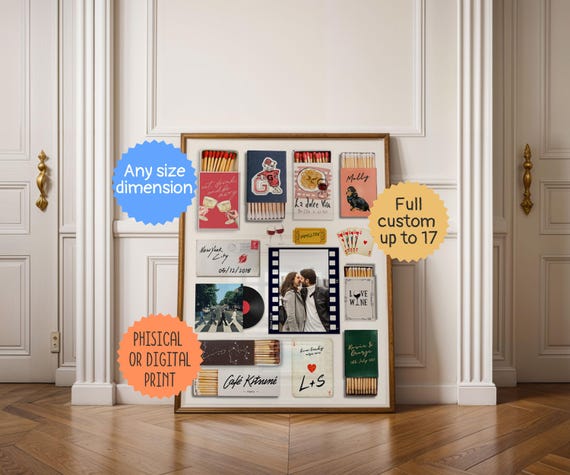Custom Matchbook Art print, Personalized Matchbox Gift, Retro Matches Print, Customized Trendy Wall Poster, Unique Anniversary Gift