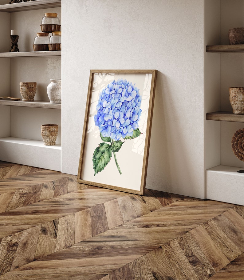 Hydrangea Floral Watercolor Wall Art Print Poster, Hydrangea Painting ...
