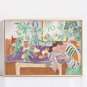 Naturaleza muerta con mujer durmiente de Henri Matisse Print, cartel de Henri Matisse, arte de pared de Henri Matisse, decoración de pared de Henri Matisse, idea de regalo