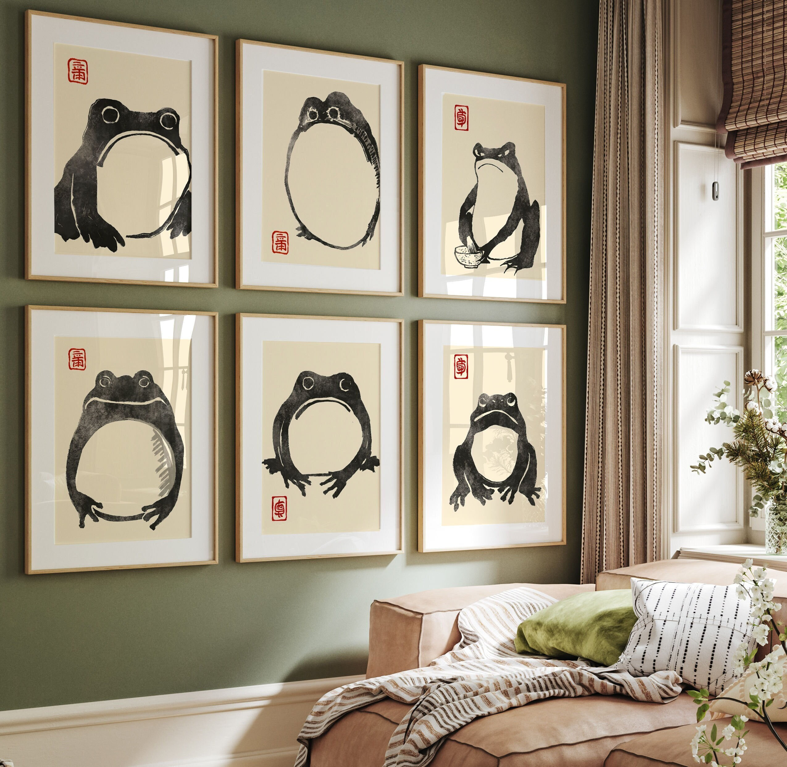 Set of 6 Matsumoto Hoji Frog Print, Matsumoto Hoji Frog Poster