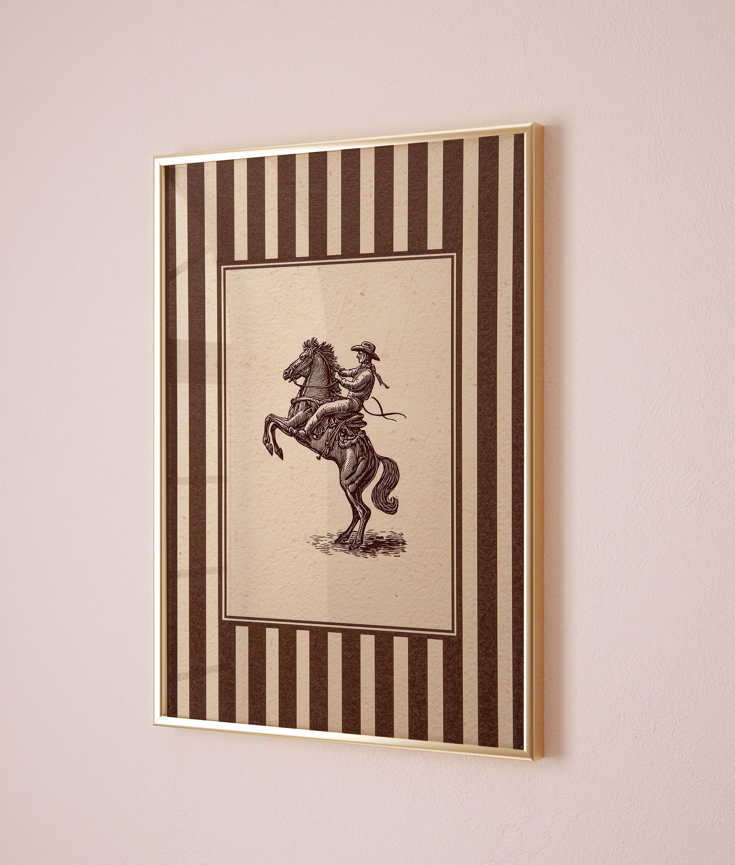 Vintage Western Cowboy Poster, Rustic Rodeo Wall Art With Stripes ...