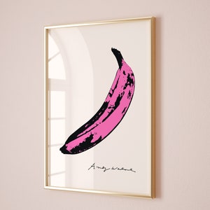 Andy Warhol Pink Banana pop art poster, Andy Warhol Banana Print, Velvet Underground cover art, Kitchen wall decor