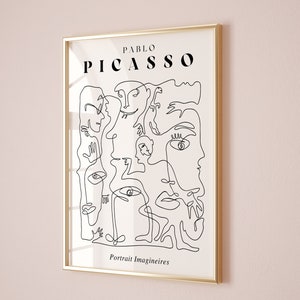 Pôster de exposição de Picasso, pôster de arte de linha de exposição de Picasso, ideia de presente, impressão de arte de parede de exposição de Picasso, impressão de artista famoso