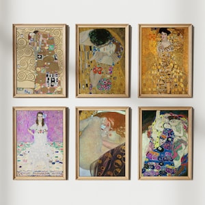 Gustav Klimt Poster Sets, Gustav Klimt exhibition Print, Gustav Klimt exhibition poster, Gustav Klimt Wall art, Klimt Home Decor