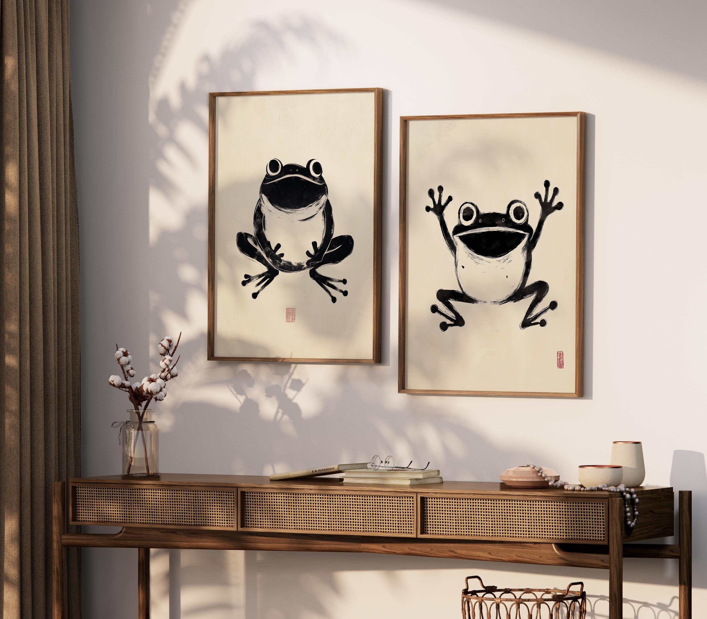 SET OF 2 Matsumoto Hoji Frog Print, Matsumoto Hoji Frog Poster